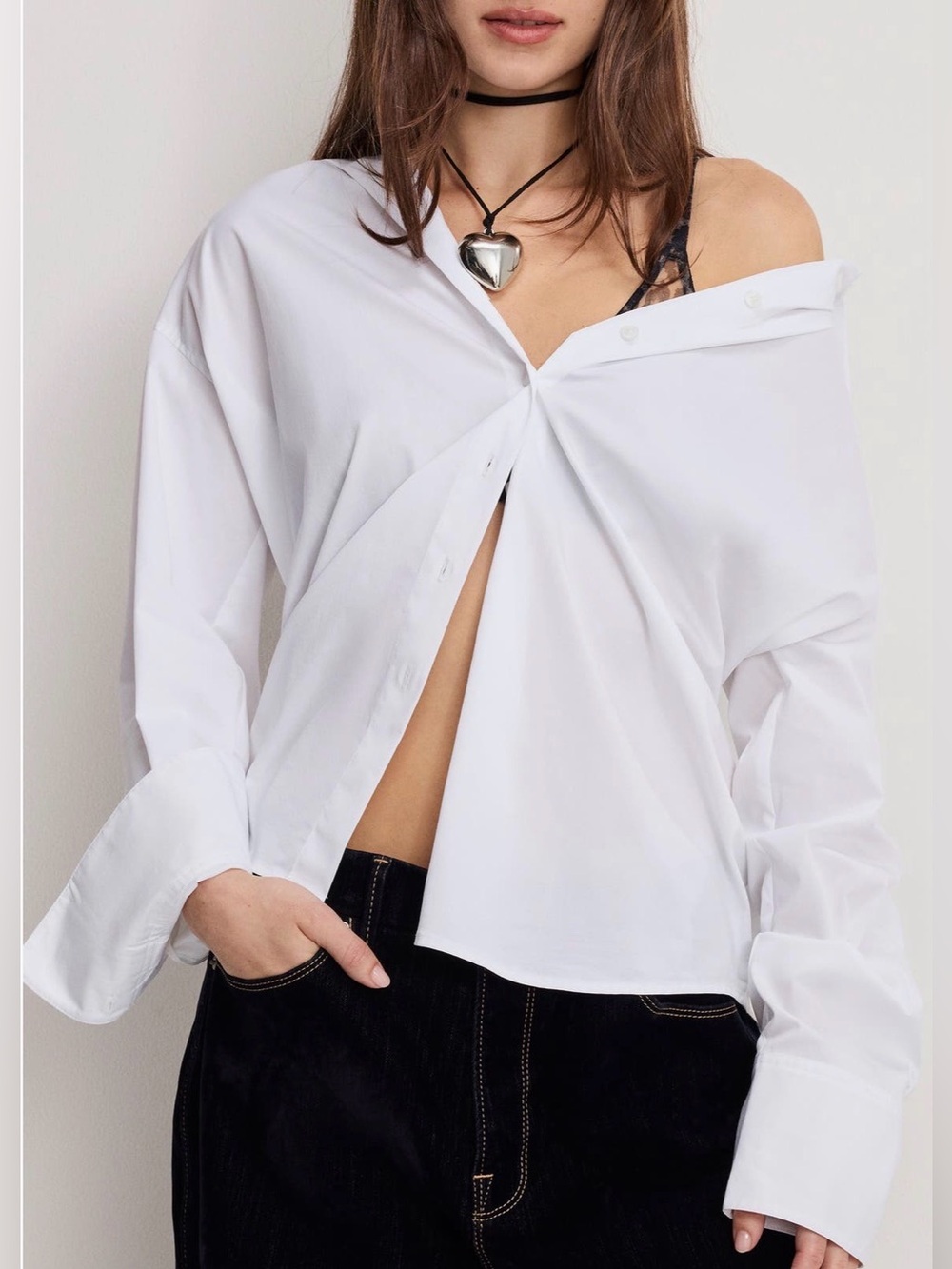Good American Over sized cotton Poplin Button-Up shirt